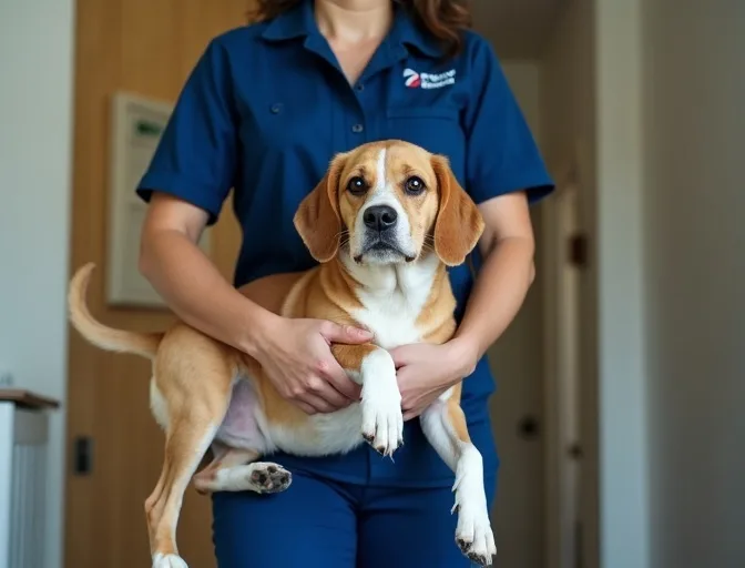 Technician respectfully transporting a deceased dog in Princes Hill
